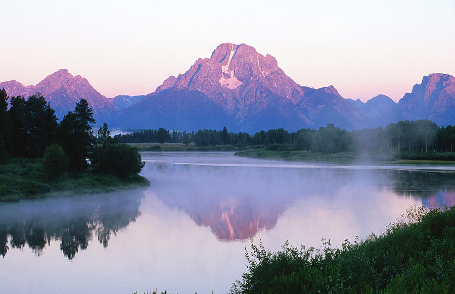 Mount Moran Reflected In Snake River At Photograph by David C Tomlinson