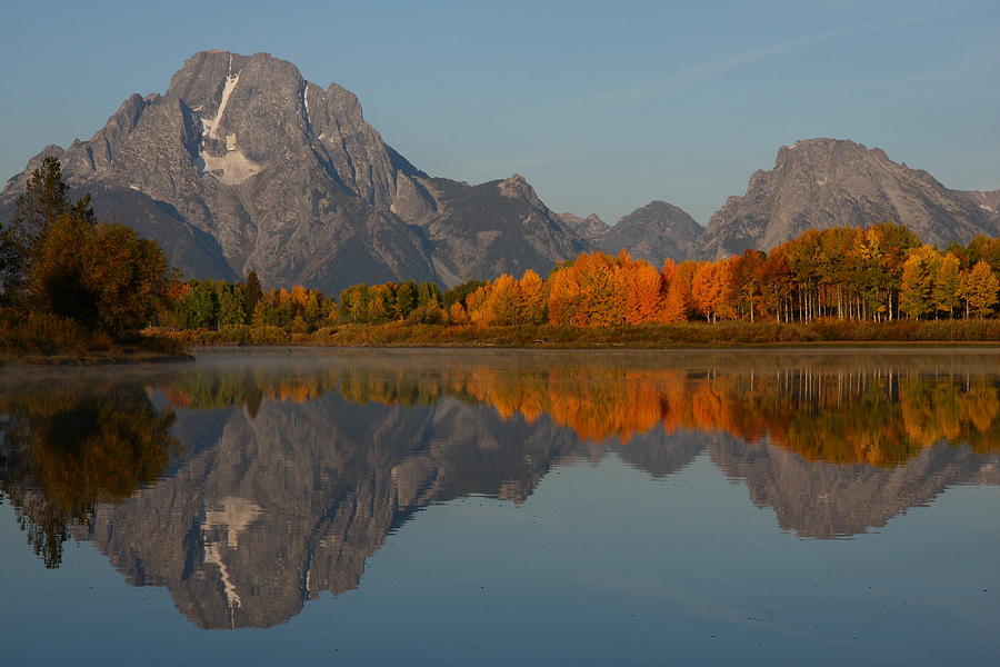 Mount Moran reflection in autumn Photograph by Jetson Nguyen