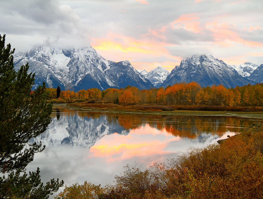 Mount Moran Reflection Sunset Photograph by Ed Riche