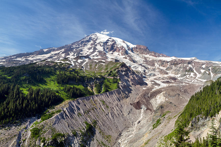 Mount Rainier and the Nisqually Glacier Photograph by Michael Russell