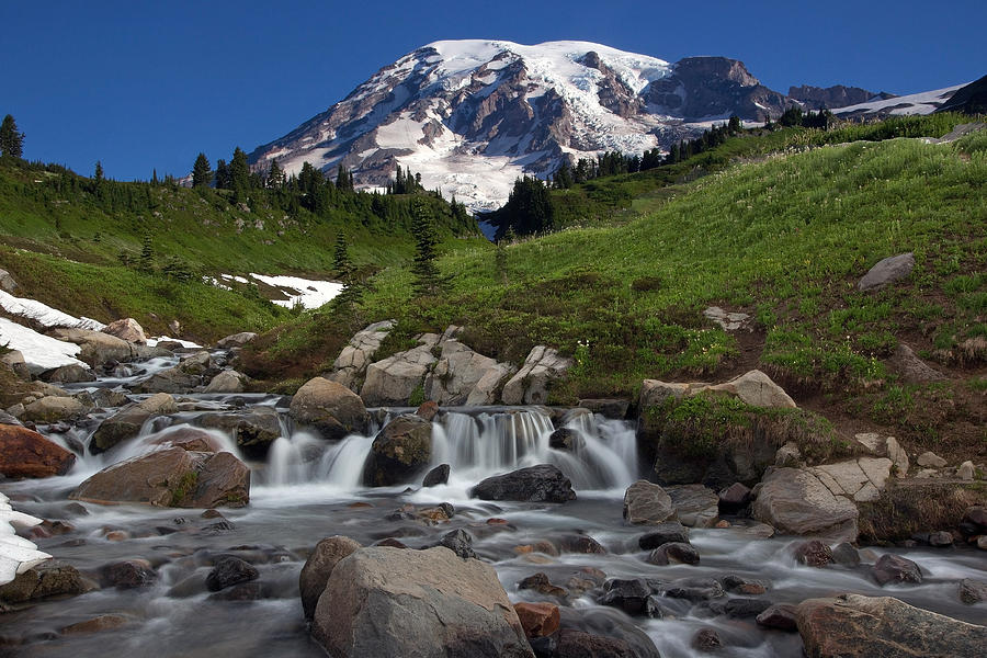 Mount Rainier at Edith Creek Photograph by Bob Noble | Fine Art America