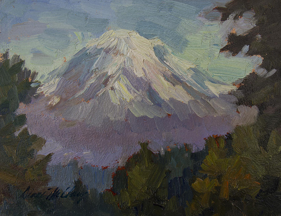 Mount Rainier from Vashon Island Painting by Diane McClary