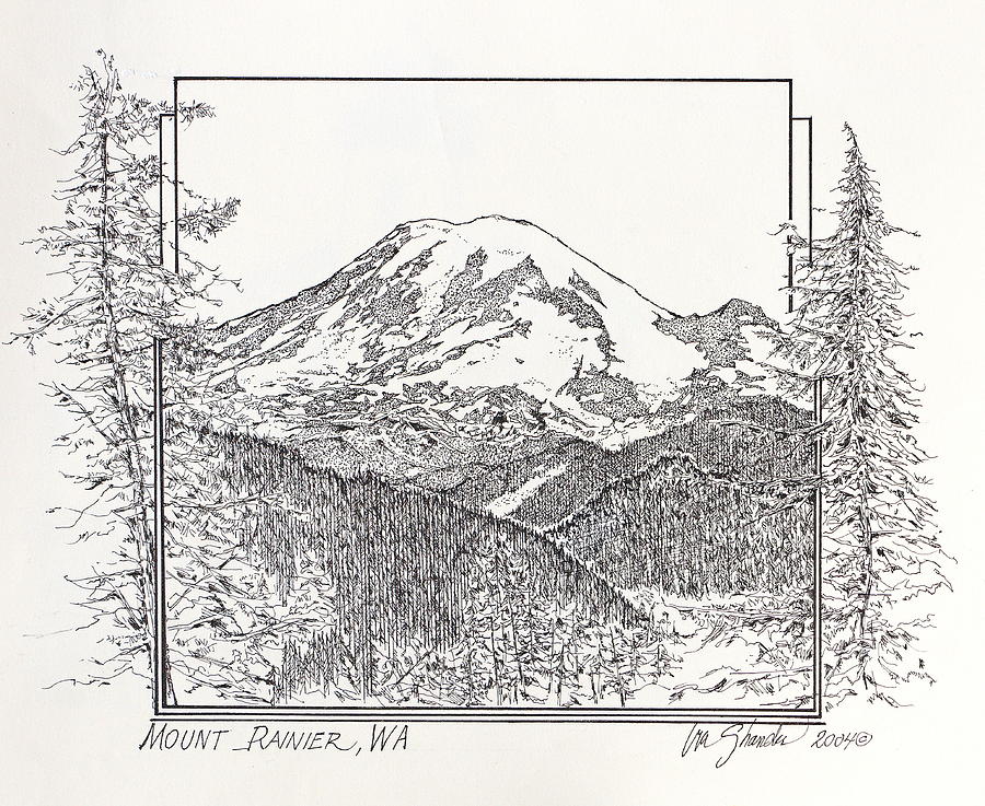 Mount Rainier Drawing by Ira Shander Fine Art America