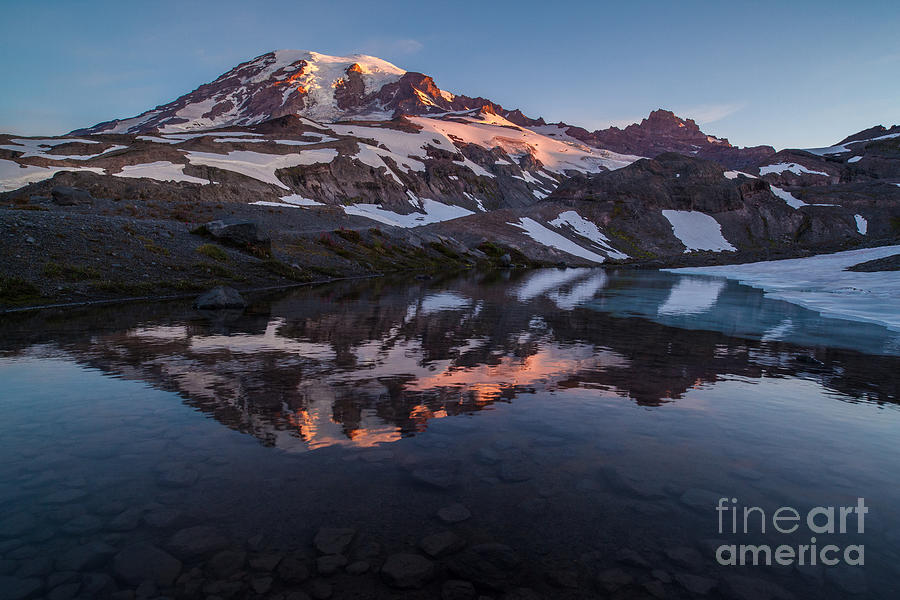 Mount Rainier Photograph - Mount Rainier Morning Light Glacial Tarn by Mike Reid