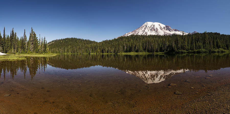 Mount Rainier Reflection Lake Panorama Photograph by Lee Kirchhevel