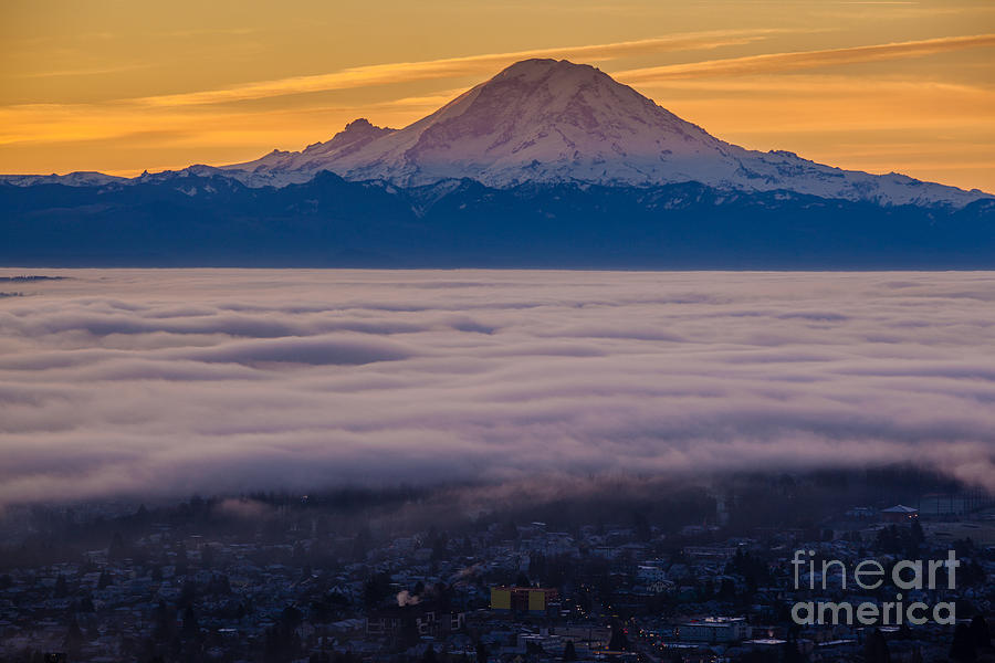 Seattle Photograph - Mount Rainier Sunrise Mood by Mike Reid