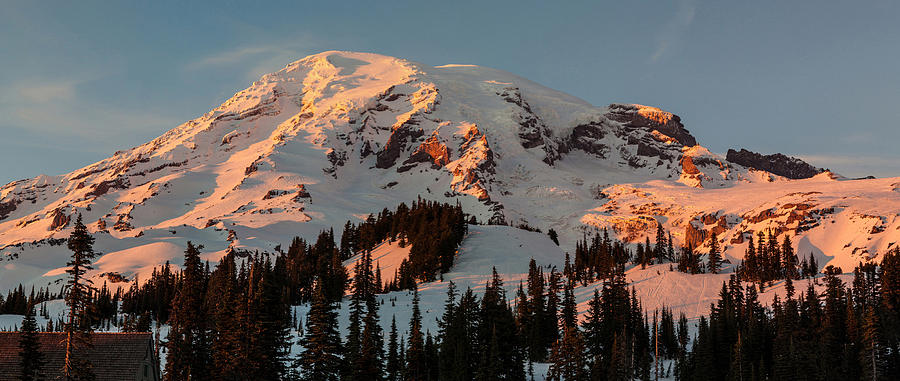 Mount Rainier Sunset Glow Photograph by Mike Reid