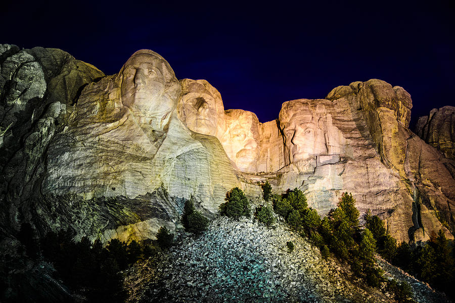 Mount Rushmore at Night Photograph by Penny Lisowski