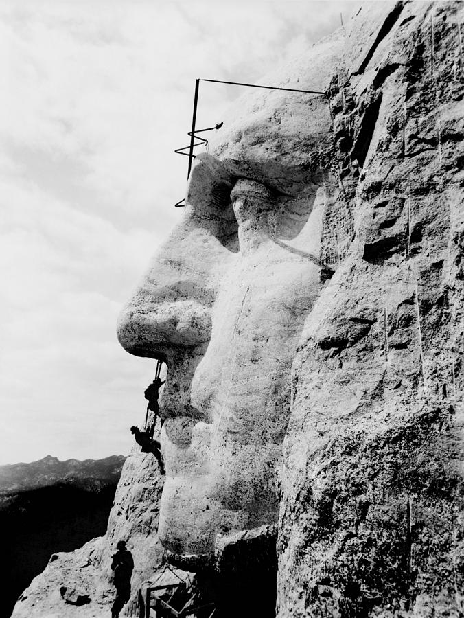 Mount Rushmore Construction Photo Photograph by War Is Hell Store