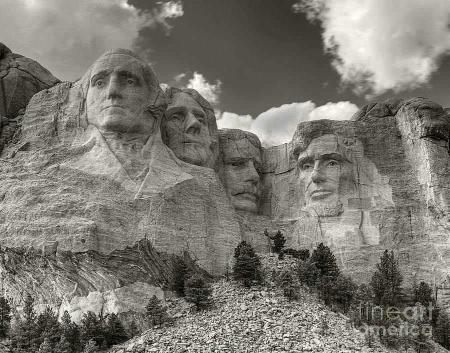 Mount Rushmore Sepia Toned Photograph by Art Whitton