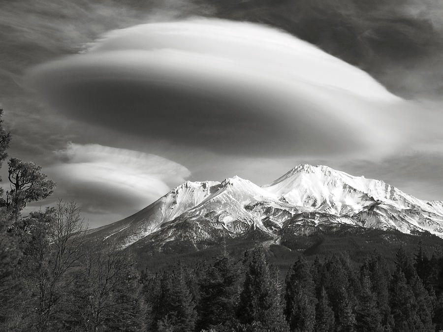 Mountain Photograph - Mount Shasta Lenticular 1/1/12 by Jeff Leland