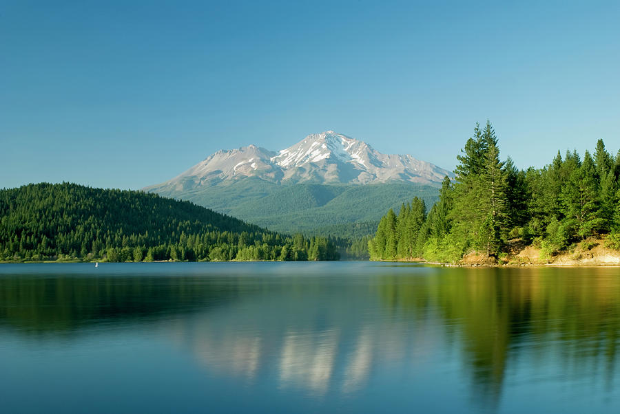Mount Shasta Reflected In A Tranquil Photograph by Philippe Widling / Design Pics