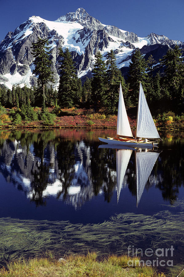 Mount Shuksan and SailBoat Photograph by Jim Corwin