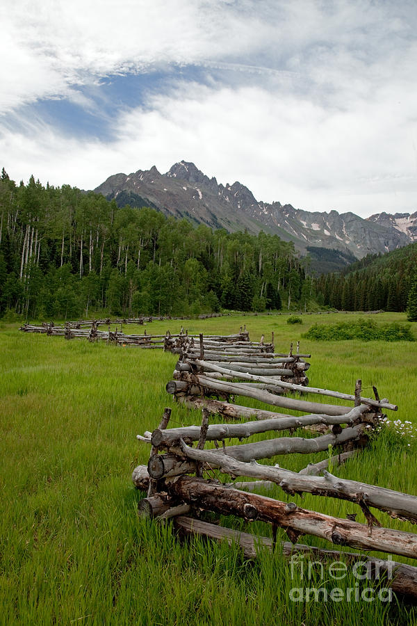 Mount Sneffels Range and Snake or Zig-Zag Fence from East Dallas Creek Photograph by Fred Stearns