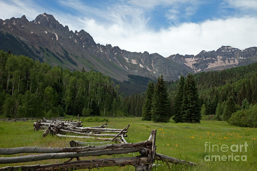 Mount Sneffels Range and Snake or Zig-Zag Fence in East Dallas Creek Photograph by Fred Stearns