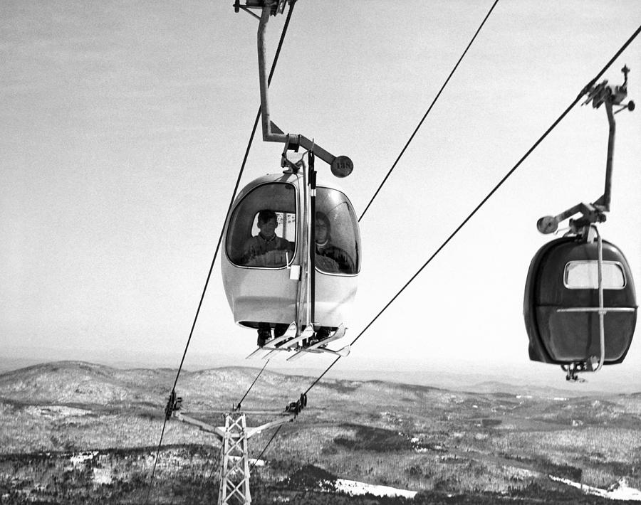 Mount Snow Two Person Ski Lift Photograph by Underwood Archives