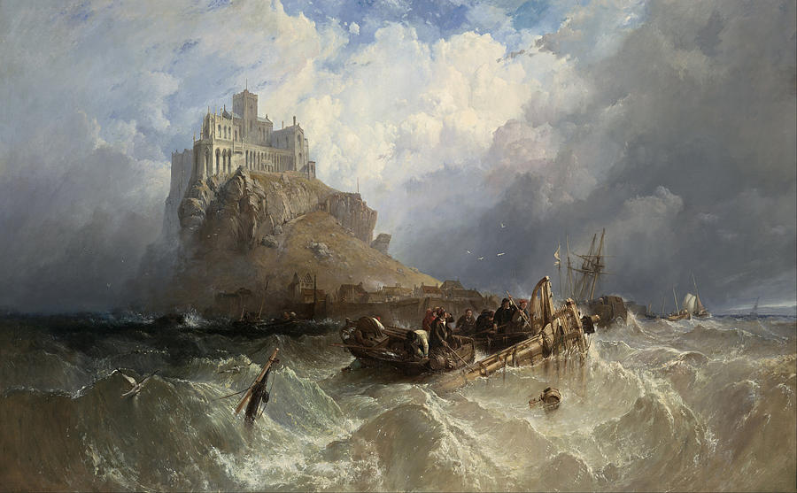 Seascape Painting - Mount St Michael Cornwall by Clarkson Frederick Stanfield