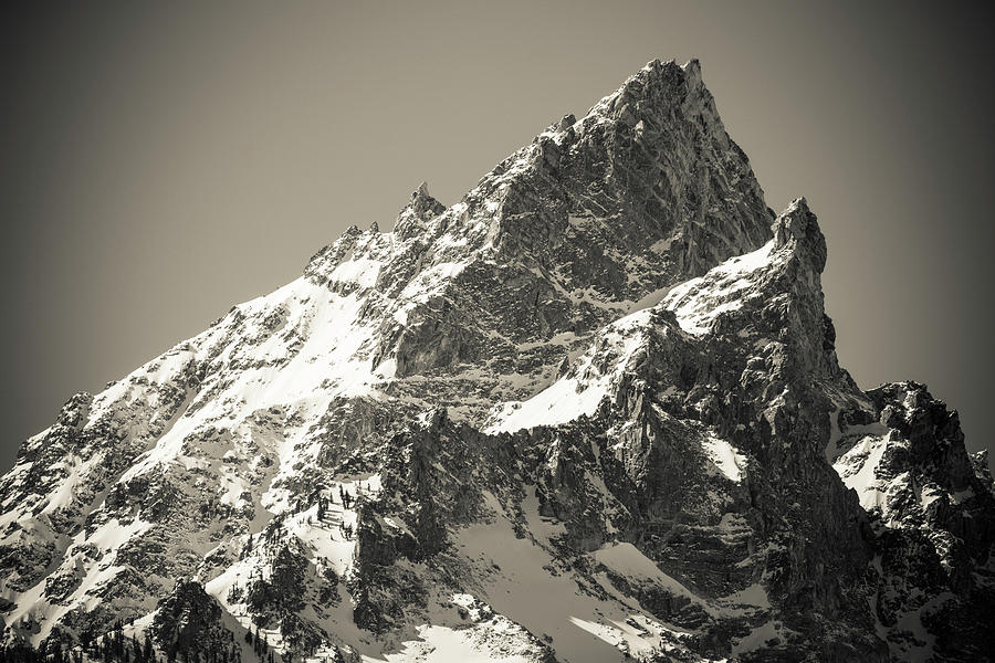 Black And White Photograph - Mount Teewinot In Winter, Grand Teton by Russ Bishop