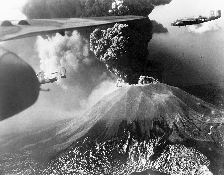 Mount Vesuvius Erupting Photograph by Us Air Force