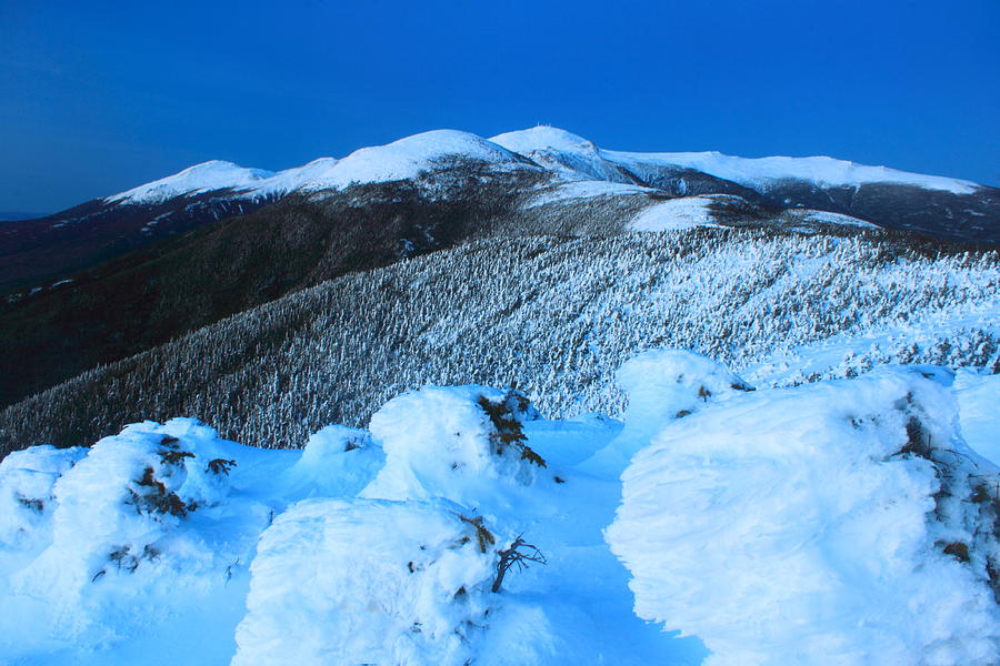 Mount Washington Presidential Range Winter Twilight Photograph by John Burk