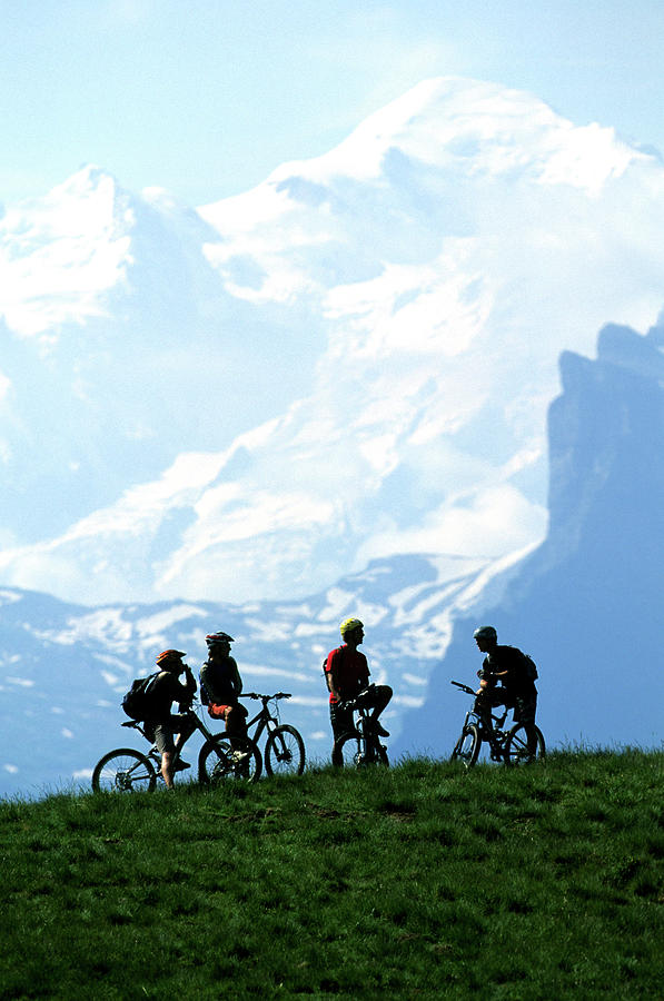 Mountain Bikers In Morzine, France Photograph by Scott Markewitz Mountain Bikers In Morzine, France Photograph by Scott Markewitz