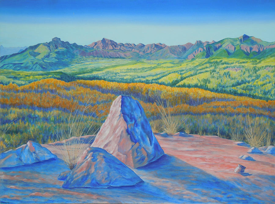 Mountain Bird Memories Blanco Basin Lookout 1 Painting by Anastasia Savage Ealy