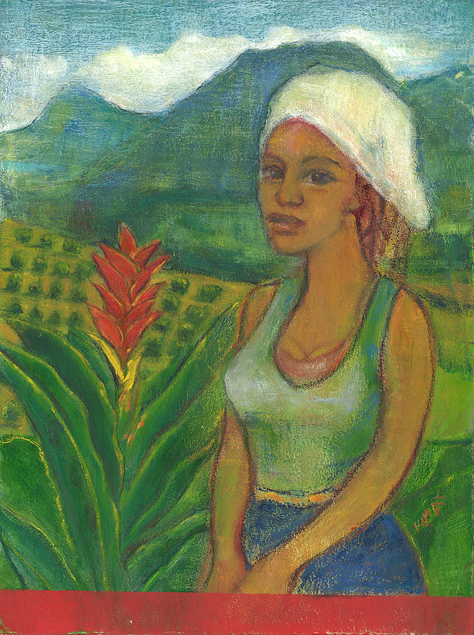 Mountain Blue Jamaica-Red Ginger Painting by Kippax Williams