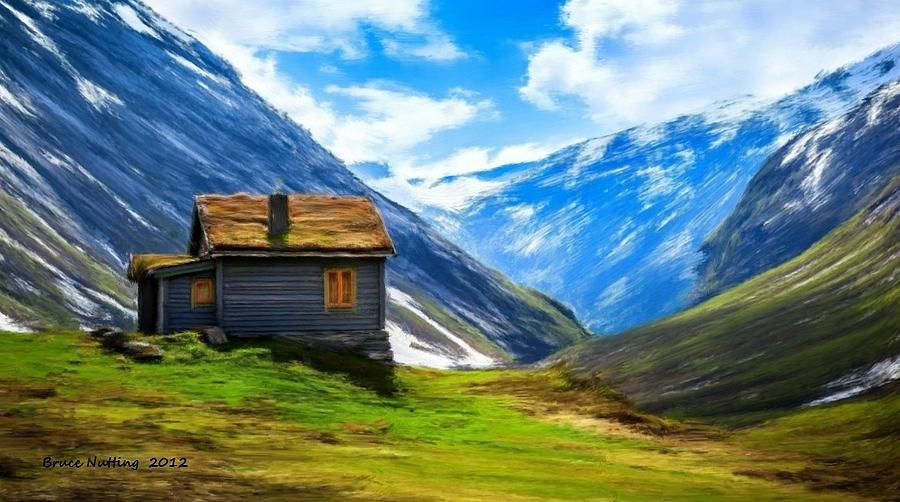 Mountain Cabin Painting