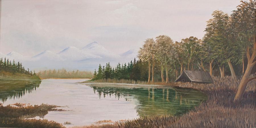 Mountain Cabin Retreat Painting by Alex Izatt