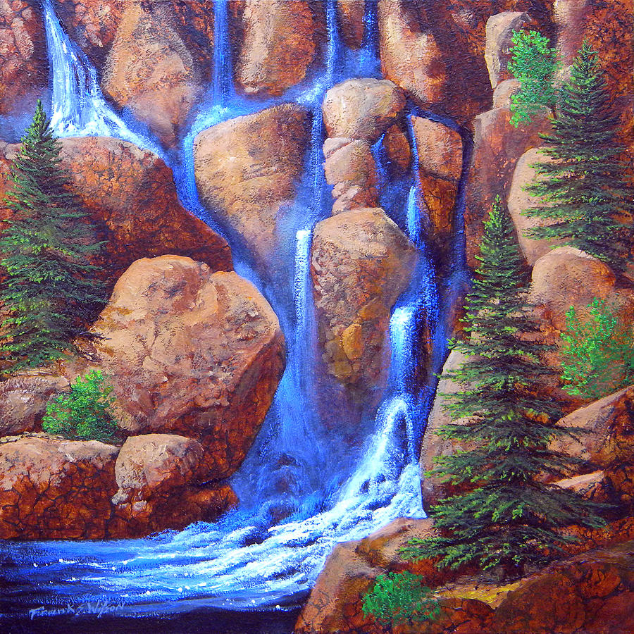Mountain Cascade  Painting by Frank Wilson