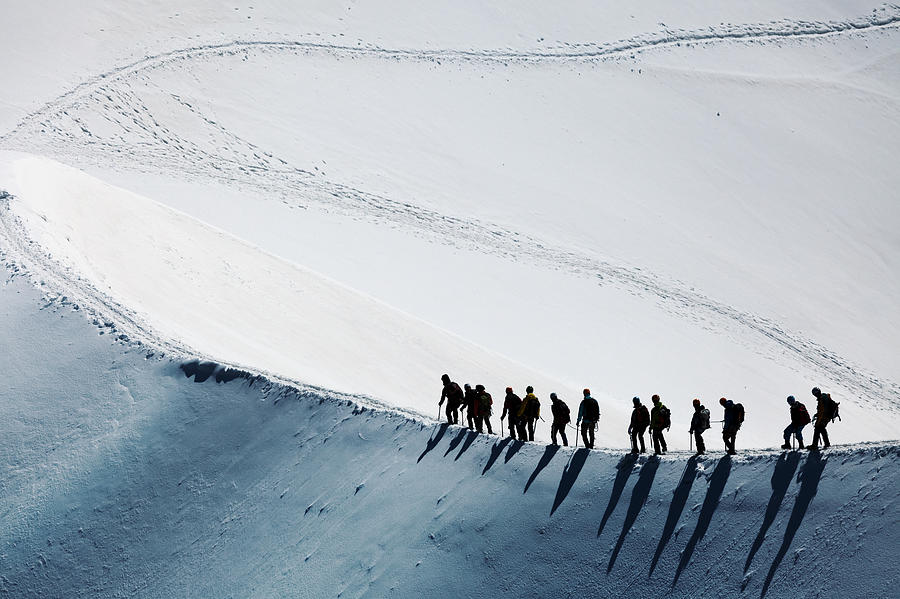 Mountain climbers in the Mont Blanc massif Photograph by Peter Zelei Images