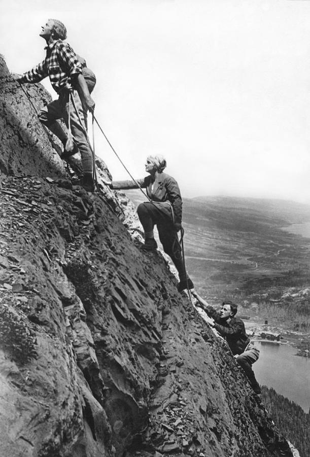 1920's Photograph - Mountain Climbing In Glacier by Underwood Archives 1920's Photograph - Mountain Climbing In Glacier by Underwood Archives