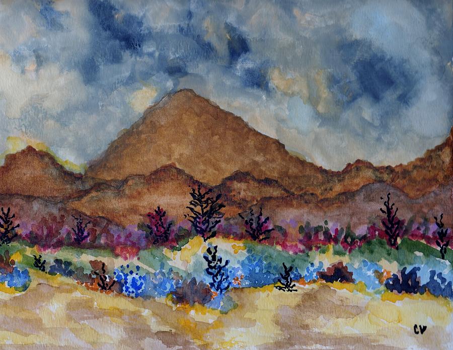 Mountain Desert Scene Painting by Connie Valasco