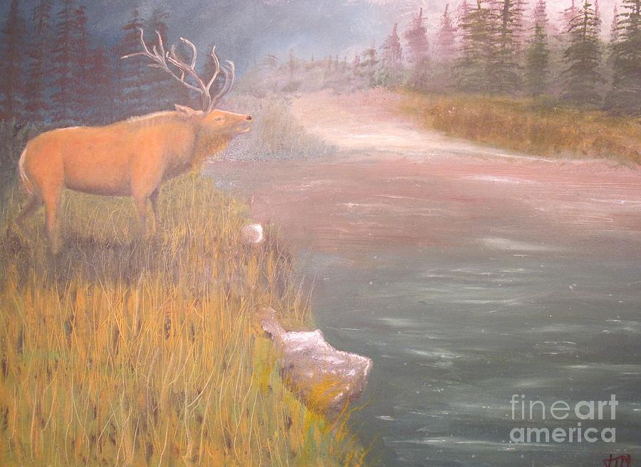 Mountain Elk Original Oil Painting Painting by Anthony Morretta