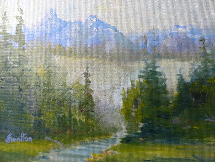 Mountain Evergreens Painting by Judy Fischer Walton