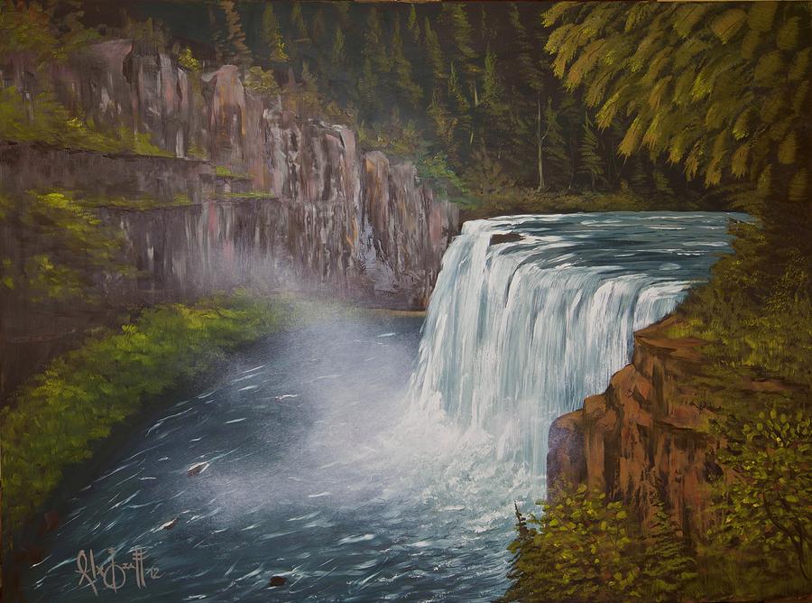 Mountain Falls Painting by Alex Izatt
