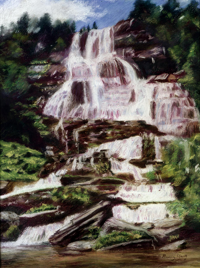 Mountain Falls Pastel by Nancy Yang
