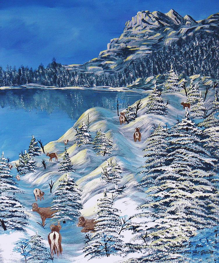 Mountain Goats of Grand Forks Painting by Barbara St Jean