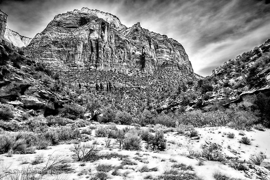 Mountain in Winter - BW Photograph by Christopher Holmes