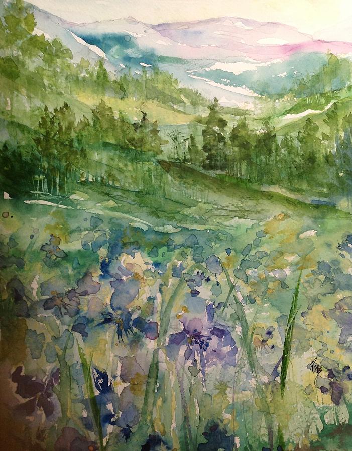 Mountain Irises Painting by Robin Miller-Bookhout