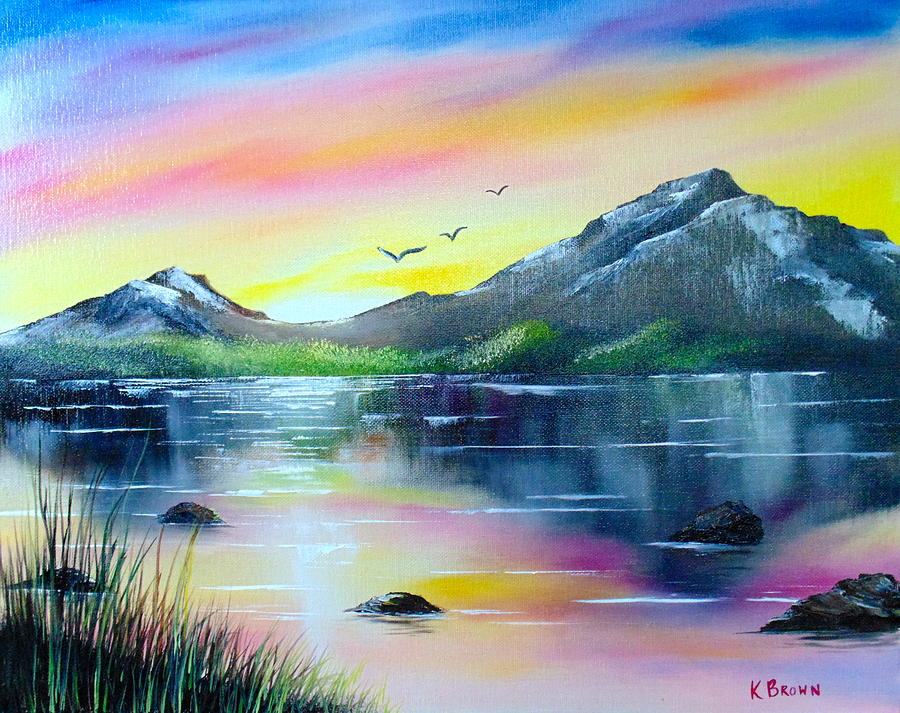 Mountain Lake Painting by Kevin  Brown