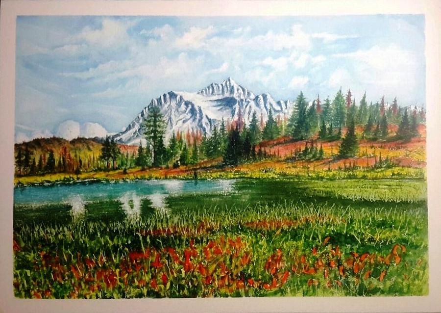 Mountain Lake Painting by Richard Benson