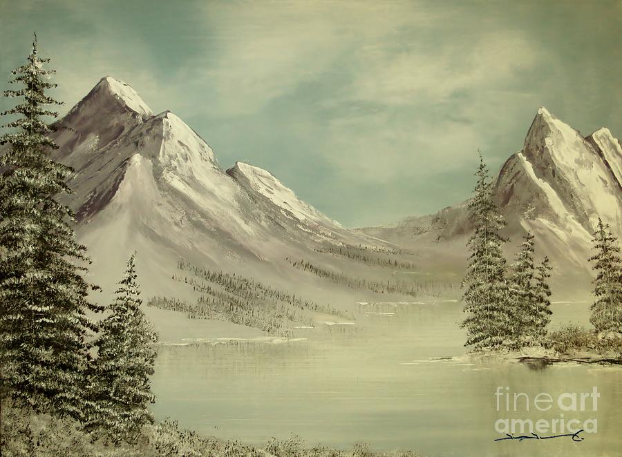 Mountain Lake Winter Scene Painting by Tim Townsend