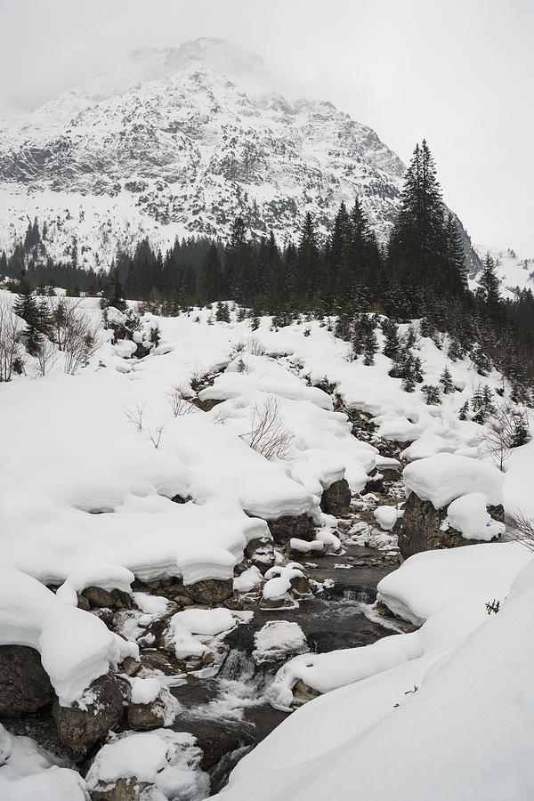 Mountain landscape with a river in the alps in winter Photograph by Matthias Hauser