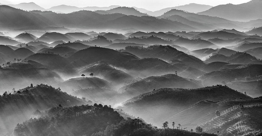 Mountain Layers In Black & White Photograph by Thang Tat Nguyen