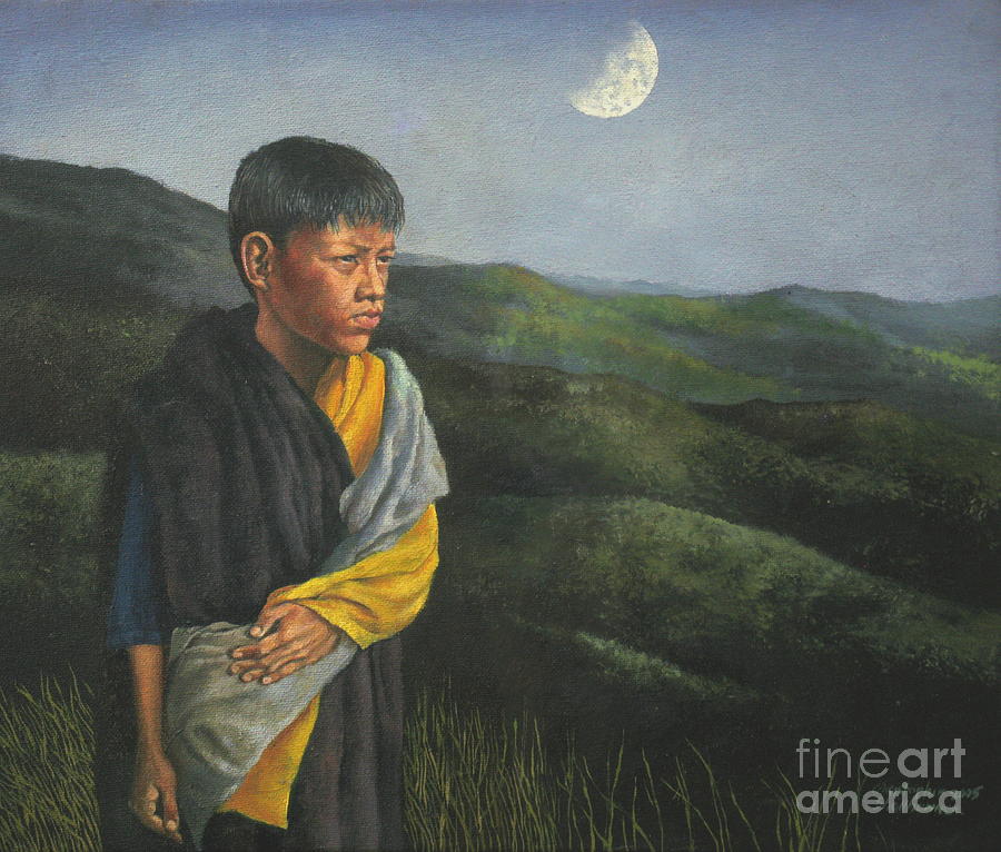 Young Mountain Man Painting by Christopher Shellhammer