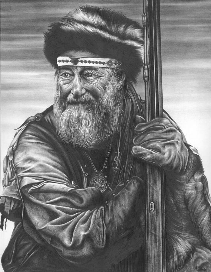Black And White Drawing - Mountain Man by Jerry Winick