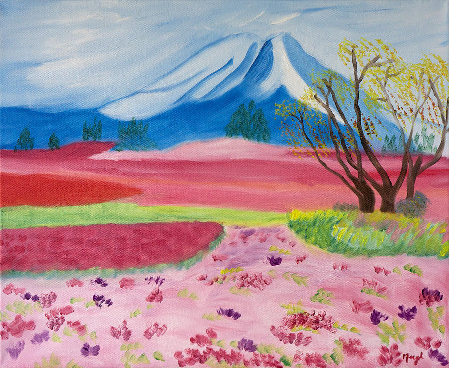 Mount Fuji Ablaze Painting by Meryl Goudey