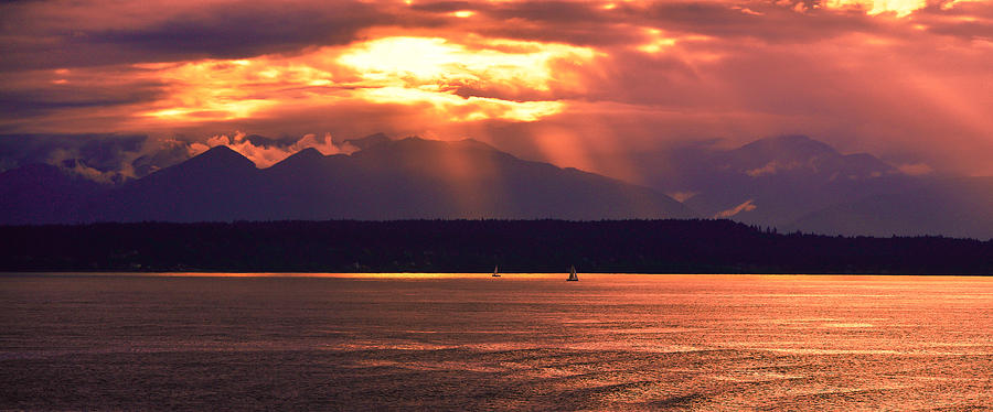 Seattle Photograph - Mountains On Fire by Abhay P