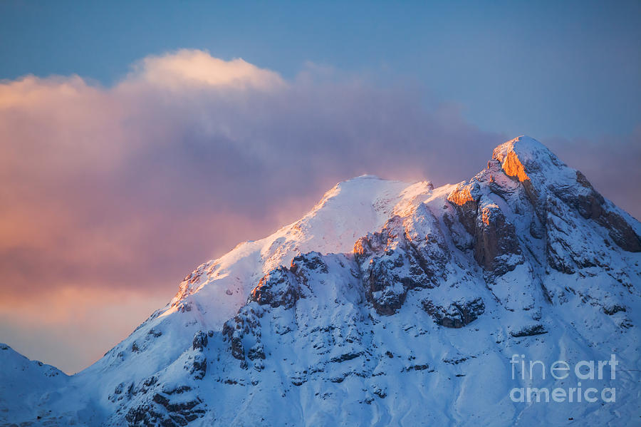 Mountain peak in the italian alps at sunset Photograph by Matteo Colombo